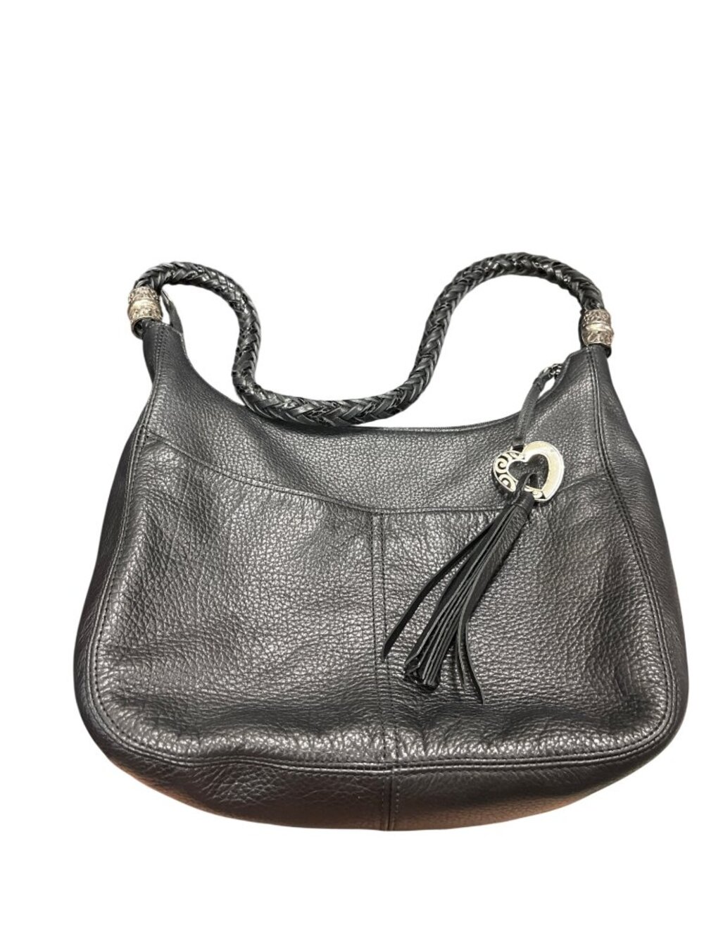 Brighton Marlena wms retired black leather braided hobo shoulder bag SKU 10-425
